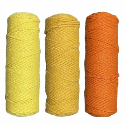 Набор шнуров хлопковых 4 мм (желтый+горчичный+оранжевый) (арт. 1)