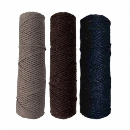 Набор шнуров хлопковых 4 мм (серо-коричневый+коричневый+черный) (арт. 1)