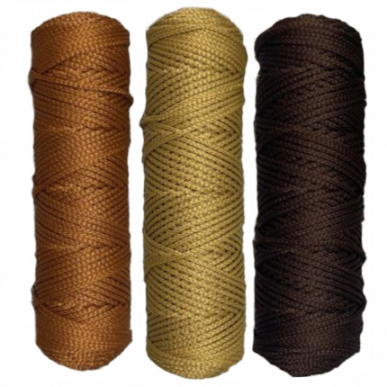 Набор шнуров полиэфирных 4 мм (песочный+горчичный+коричневый) (арт. 1)