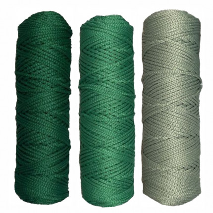 Набор шнуров полиэфирных 4 мм (зеленый+темно-зеленый+серо-зеленый) (арт. 1)