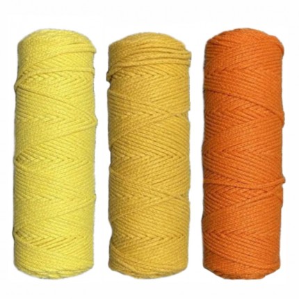 Набор шнуров хлопковых 3мм (желтый+горчичный+оранжевый) (арт. Набор шнуров хлопковых 3мм (желтый+горчичный+оранжевый))