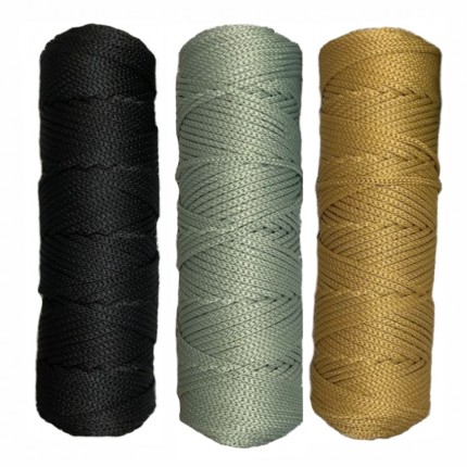 Набор шнуров полиэфирных 3мм (чёрный-серо зелёный+горчичный) (арт. 34325.007)