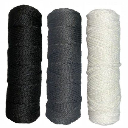 Набор шнуров полиэфирных 3мм (чёрный+белый+тёмно серый) (арт. 34325.004)