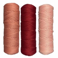 Osttex  Набор шнуров полиэфирных 3мм (красный+коралловый+светло-розовый) 