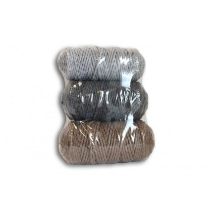 Набор шнуров хлопковых 3 мм (светло серый+тёмно серый+серо коричневый) (арт. НШХ 3мм сск)