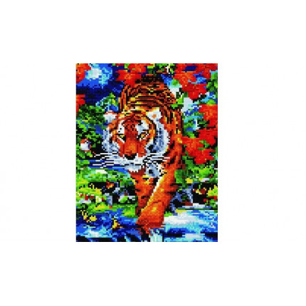 Алмазная мозаика 30х40 QS200303 Тигр в джунглях (арт. QS200303)