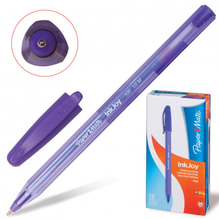 Ручка шариковая PAPER MATE "Inkjoy 100", ФИОЛЕТОВАЯ, корпус тонированный фиолетовый, узел 1,2 мм, линия письма 1 мм, S0977330 (арт. S0977330)
