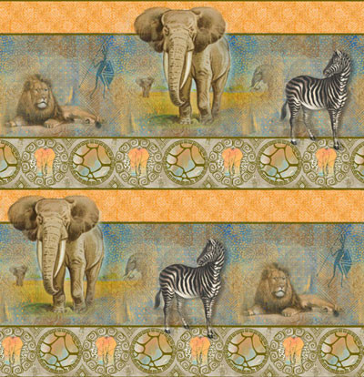 Ткань для пэчворка PEPPY AFRICAN SAFARI PANEL 4473 ФАСОВКА 60 x 110 см 145±5 г/кв.м 100% хлопок 24885 MUL1 (арт. AFRICAN SAFARI PANEL 4473)