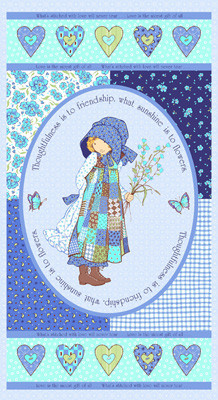 Ткань для пэчворка PEPPY HOLLY HOBBIE BLUE GIRL PANEL ФАСОВКА 60 x 110 см 145±5 г/кв.м 100% хлопок  25354 BLU1 (арт. HOLLY HOBBIE BLUE GIRL PANEL)