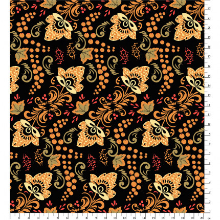Ткань для пэчворка PEPPY РУССКИЕ ТРАДИЦИИ ФАСОВКА 50 x 55 см 110 г/кв.м 100% хлопок РТ-12 черный (арт. РУССКИЕ ТРАДИЦИИ)