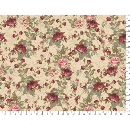 Ткань для пэчворка PEPPY ВИКТОРИАНСКИЕ РОЗЫ ФАСОВКА 50 x 55 см 146±5 г/кв.м 100% хлопок ВР-03 бежевый (арт. ВИКТОРИАНСКИЕ РОЗЫ)