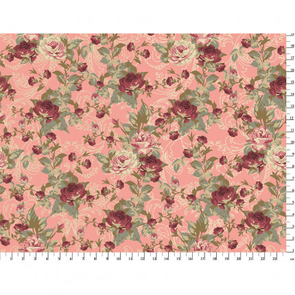 Ткань для пэчворка PEPPY ВИКТОРИАНСКИЕ РОЗЫ ФАСОВКА 50 x 55 см 146±5 г/кв.м 100% хлопок ВР-16 розовый (арт. ВИКТОРИАНСКИЕ РОЗЫ)