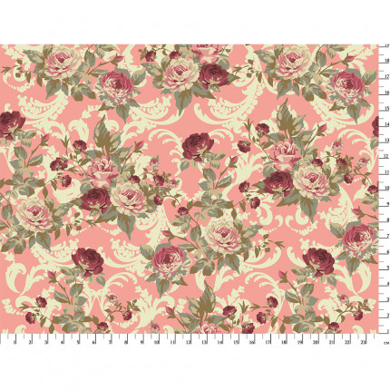 Ткань для пэчворка PEPPY ВИКТОРИАНСКИЕ РОЗЫ ФАСОВКА 50 x 55 см 146±5 г/кв.м 100% хлопок ВР-17 розовый (арт. ВИКТОРИАНСКИЕ РОЗЫ)