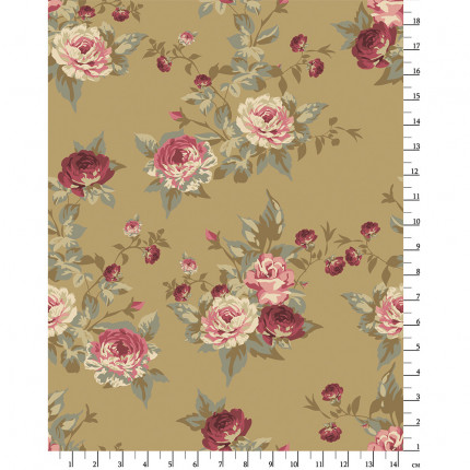 Ткань для пэчворка PEPPY ВИКТОРИАНСКИЕ РОЗЫ ФАСОВКА 50 x 55 см 146±5 г/кв.м 100% хлопок ВР-31 зеленый (арт. ВИКТОРИАНСКИЕ РОЗЫ)