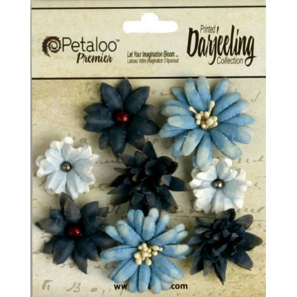Набор цветов бумажных "Petaloo" 1462-103 Darjeeling Mini Mix х 8  Teas Blue (арт. 103)