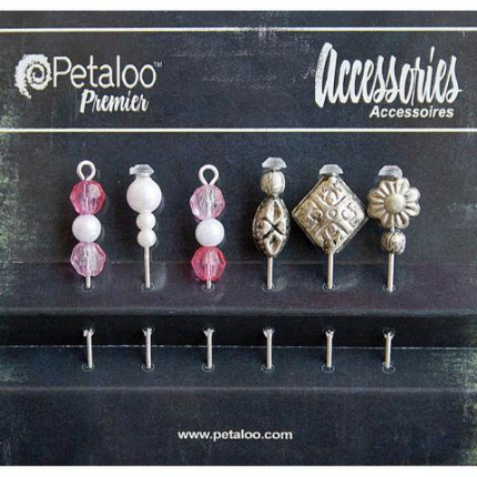 Шпильки декоративные "Petaloo" 1474-017 Bead Hat Pins х 6 шт.-Fuschia (арт. 1474-017)
