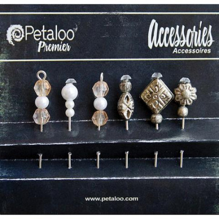 Шпильки декоративные "Petaloo" 1474-038 Bead Hat Pins х 6 шт.-Brown/Green (арт. 1474-038)