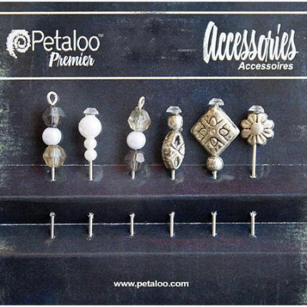 Шпильки декоративные "Petaloo" 1474-123 Bead Hat Pins х 6шт. -Bllack/White (арт. 1474-123)