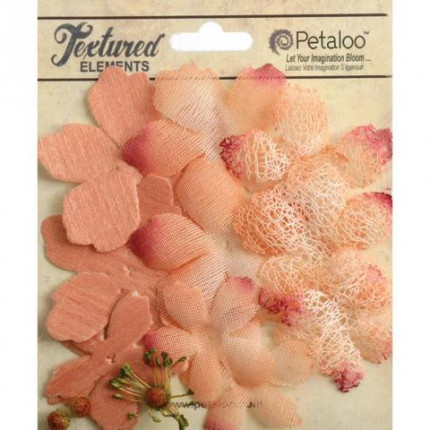 Набор цветов из ткани "Petaloo" 1257-208 Mixed Textured Layers х 12 -Ap (арт. 208)