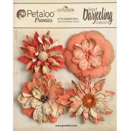 Набор цветов бумажных "Petaloo" 1479-317 Wild Blossoms х 4 -Paprik (арт. 1479-317)