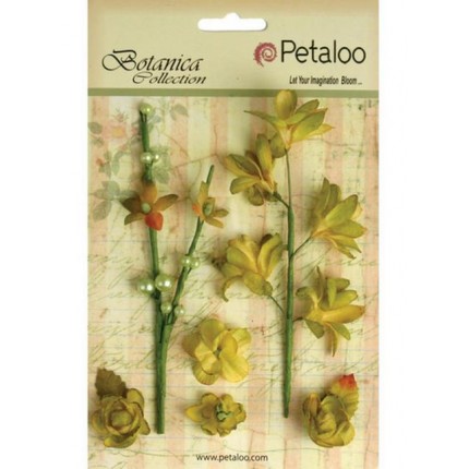 Набор цветов бумажных "Petaloo" 1100-108  Floral Ephemera- Pistachio (фисташка) (арт. 1100-108)