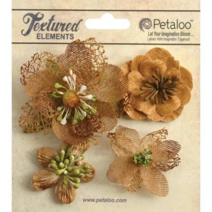 Набор цветов из ткани "Petaloo" 1256-202 Mixed Textured Blossoms х 4- M (арт. 1256-202)