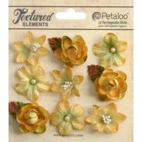 Petaloo 1263-203 Набор цветов из ткани "Petaloo" 1263-203 Mixed Textured Mini Blossoms х 9 (янтарь) 
