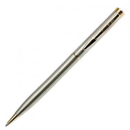 Ручка подарочная шариковая PIERRE CARDIN (Пьер Карден) "Gamme", корпус серебристый, латунь, золотистые детали, синяя, PC0802BP (арт. PC0802BP)