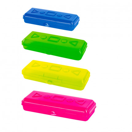 Пенал пластиковый ПИФАГОР тонированный, ассорти 4 цвета, 20х7х4 см, 228113 (арт. 228113)
