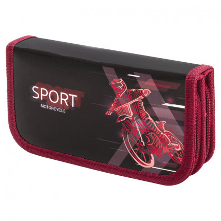 Пенал ПИФАГОР, 2 отделения, ламинированный картон, 19х11 см, "Sport motorcycle", 270171