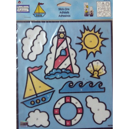 Набор витражных наклеек большой "Корабли и море" (арт. 16751)