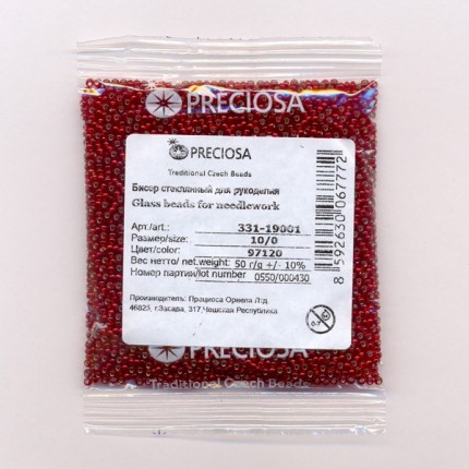 Бисер «Preciosa» 50 г, 331-19001-10/0-97120 т.красный (6) (арт. Бисер «Preciosa» 50 г, 331-19001-10/0-97120 т.красный (6))