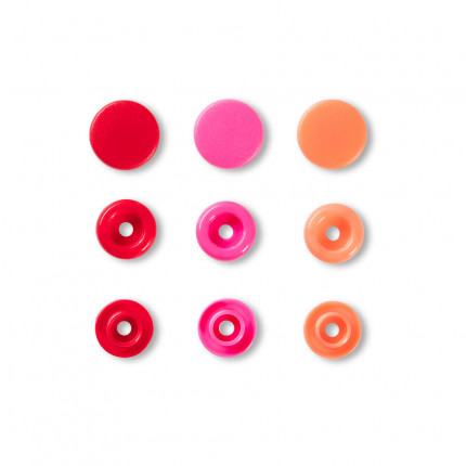Кнопка "PRYM" 393002 PL Color Snaps пластик d 12.4 мм 30 шт. красные/розовые/оранжевые (арт. 393002)