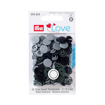 Кнопка "PRYM" 393003 PL Color Snaps пластик d 12.4 мм 30 шт. серые/темн.серые/черные (арт. 393003)