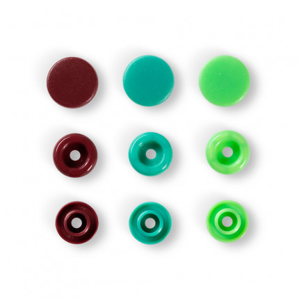 Кнопка "PRYM" 393005 PL Color Snaps пластик d 12.4 мм 30 шт. св.зеленые/зеленые/коричневые (арт. 393005)