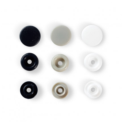 Кнопка "PRYM" 393008 PL Color Snaps пластик d 12.4 мм 30 шт. серые/белые/темн.синие (арт. 393008)