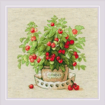 Набор для вышивания 1983 Набор для вышивания «Риолис» 1983 «Помидоры в горшочке» 25 х 25 см
