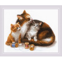 Риолис Набор для вышивания «РИОЛИС» 1811 «Кошка с котятами» 30*24 см Набор для вышивания «РИОЛИС» 1811 «Кошка с котятами» 30*24 см 