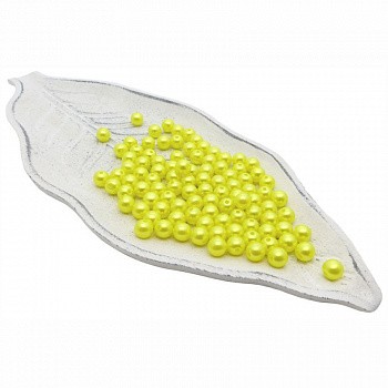 Бусины пластиковые РУКОДЕЛИЕ, диаметр 8мм, цвет №49 желтый, 25гр/пакет, PP1005C49