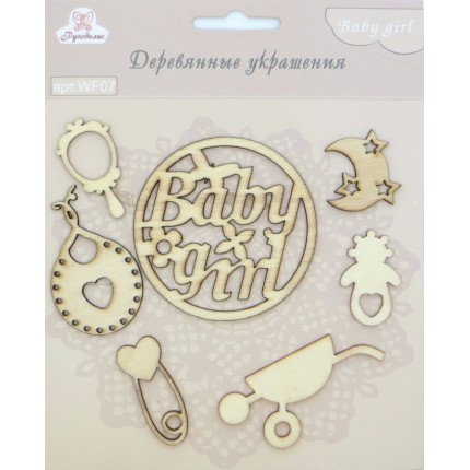 Деревянные украшения "Рукоделие" WF07 Baby girl (арт. Деревянные украшения "Рукоделие" WF07 Baby girl)