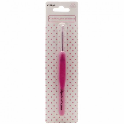 Крючок алюминиевый с прорезиненной ручкой, розовый, 4.0мм (арт. KVRR4.0)
