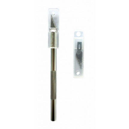 Нож макетный для бумаги  в комплекте с 2-мя сменными лезвиями (арт. NMB-15/01)