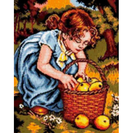Схема для вышивания А-1351 Девочка с яблоками