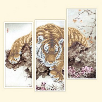 Набор для вышивания КМН-049 Тигр (модульная картина - 3 шт)