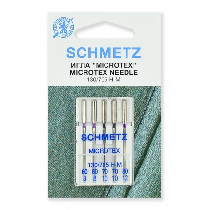 Иглы микротекс 130/705H-M № 60(2),70(2),80, 5 шт. Schmetz 0701260 (особо острые) (арт. Иглы микротекс 130/705H-M № 60(2),70(2),80, 5 шт. Schmetz 0701260 (особо острые))