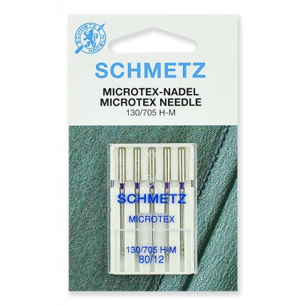 Иглы микротекс 130/705H-M № 80/12, 5 шт. Schmetz 0702075  (особо острые) (арт. Иглы микротекс 130/705H-M № 80/12, 5 шт. Schmetz 0702075  (особо острые))