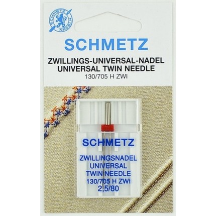 Иглы стандартные двойные 130/705 H ZWI № 80/2.5, 1 шт. Schmetz 0702313 (арт. Иглы стандартные двойные 130/705 H ZWI № 80/2.5, 1 шт. Schmetz 0702313)
