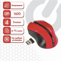 SONNEN 512643 Мышь беспроводная SONNEN WM-250R, USB, 1600 dpi, 3 кнопки + 1 колесо-кнопка, оптическая, красная, 512643 