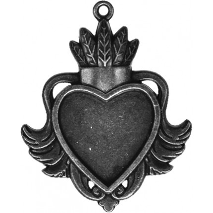 Заготовки для украшений «Heart Bezel-Large-Silver» (Серебро) (арт. GLLB-001)