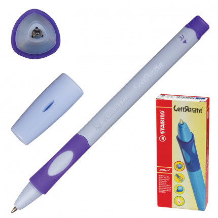 Ручка шариковая с грипом STABILO "Left Right", СИНЯЯ, для правшей, корпус лавандовый, узел 0,8 мм, линия письма 0,4 мм, 6328/6-10-41 (арт. 6328/6-10-41)